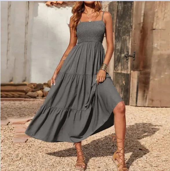 Mandotos chic chiffon layered swing dress with flowing fabric and stylish design, perfect for casual or semi-formal occasions.