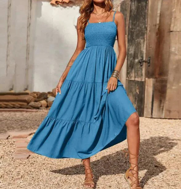 Mandotos chic chiffon layered swing dress with flowy fabric and elegant design, perfect for stylish casual or semi-formal wear.