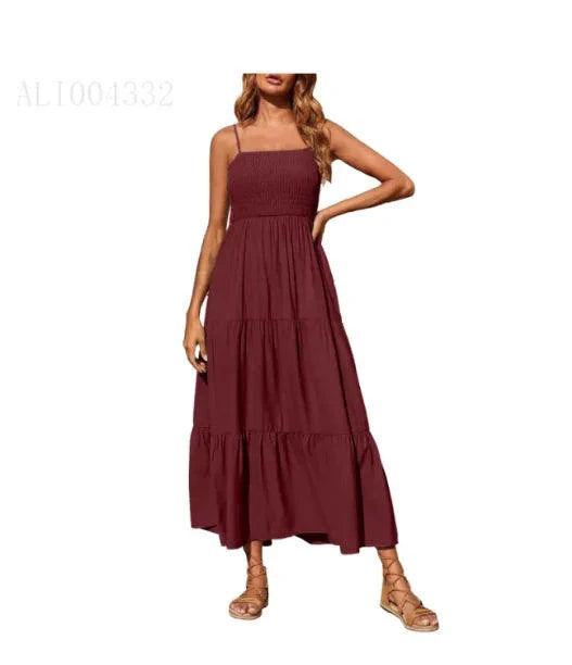 Mandotos chic chiffon layered swing dress with flowing fabric and elegant design, perfect for casual or semi-formal occasions.