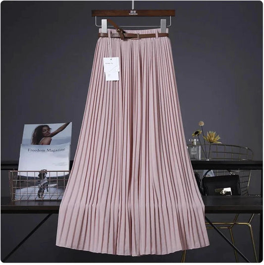 Mandotos Chic & Grace pleated chiffon skirt with flowing fabric, perfect for elegant, effortless style.