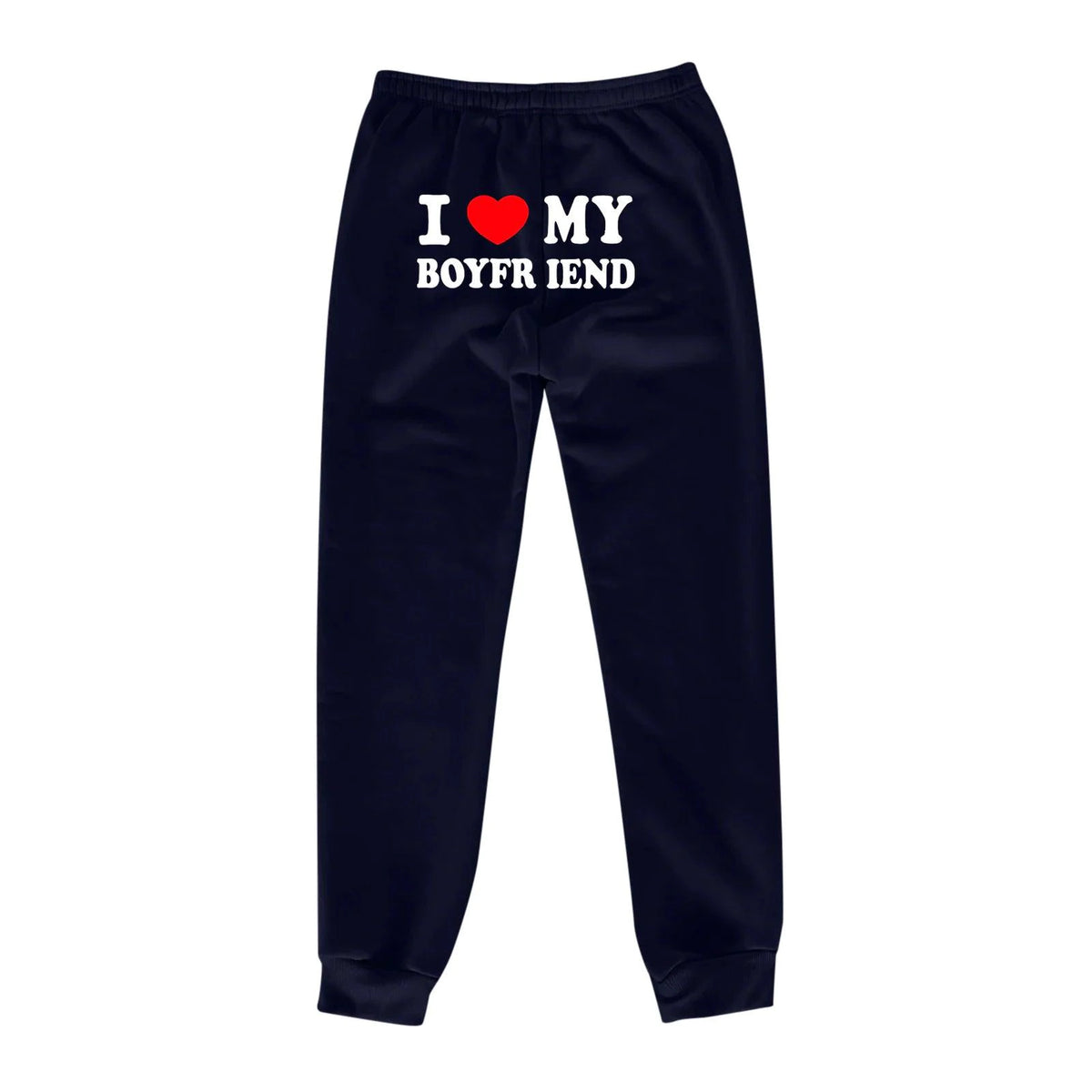 Mandotos Chic Love Print Trousers featuring stylish heart pattern, slim fit design, and comfortable fabric for trendy casual wear.