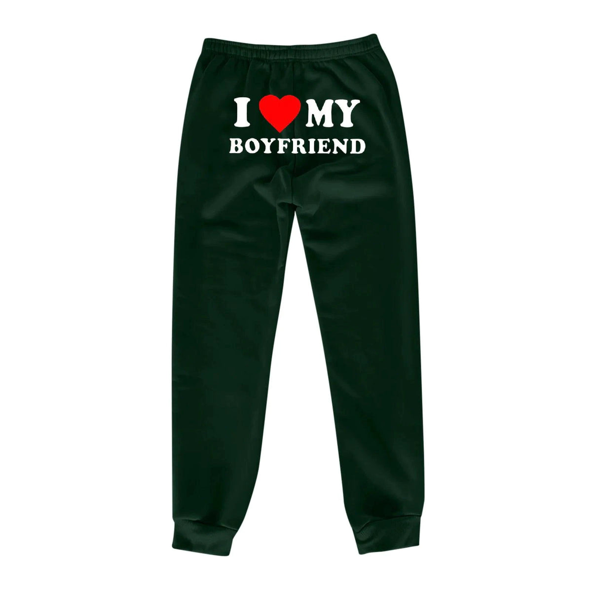Mandotos chic love print trousers featuring a stylish pattern and relaxed fit, perfect for casual or trendy outfits.