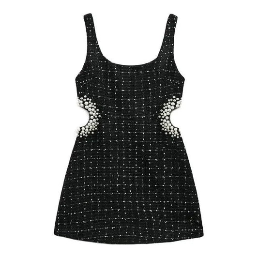 Mandotos chic off-shoulder mini dress with long sleeves, fitted design, perfect for stylish casual or evening wear.