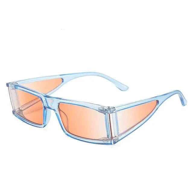 Mandotos chic retro rectangle sunglasses with dark lenses and bold black frames, stylish accessory for sunny days.