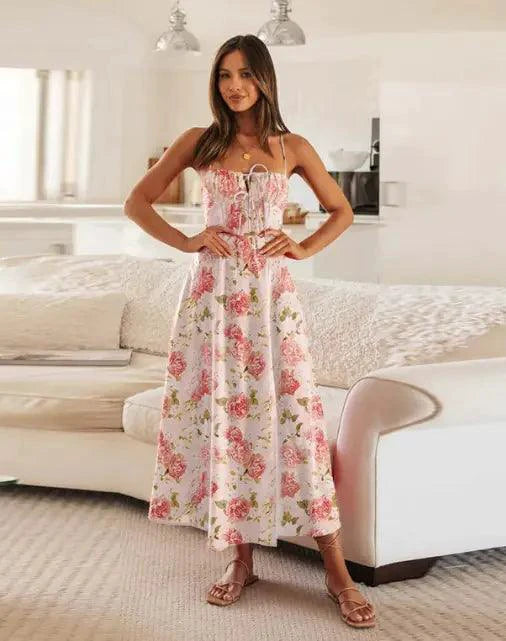 Mandotos chic sleeveless swing midi skirt in soft fabric, showcasing a stylish and flowy design perfect for casual or dressy occasions.