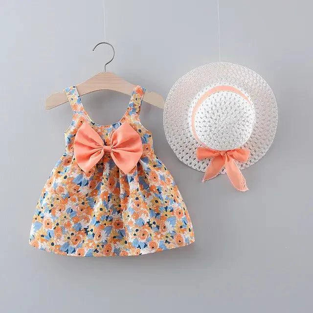 Chic toddler girl summer duo dresses by MANDOTOS featuring lightweight fabrics and colorful patterns, perfect for warm weather.