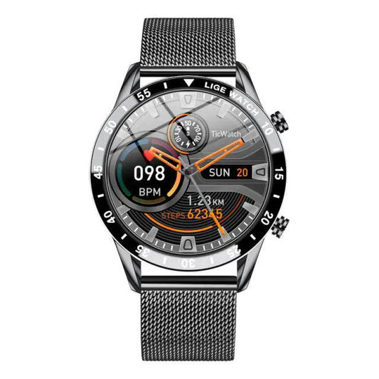 Mandotos Circle Elite Smart Watch with round touchscreen display and sleek black band, fitness tracking features.