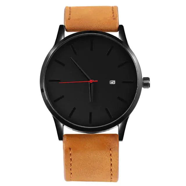Mandotos Classic Leather Timepiece with brown leather strap and round silver dial, showcasing a stylish and elegant watch design.