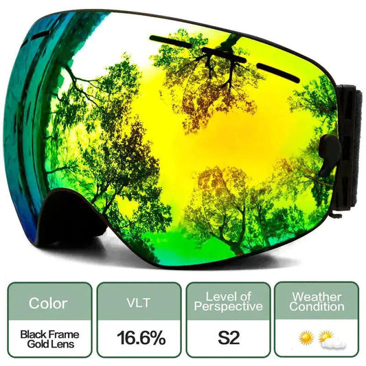 Mandotos ClearView anti-fog ski goggles with adjustable strap and clear lens for winter sports protection.