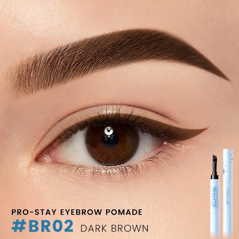 Mandotos 2-in-1 3D eyebrow gel and eyeliner pencil in three waterproof, long-lasting shades with a creamy pomade texture.