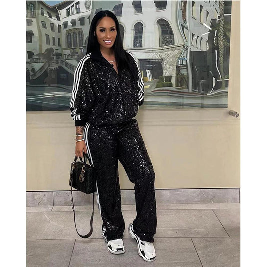 Mandotos autumn and winter women's casual coat and trousers suit, stylish European and American fashion ensemble.