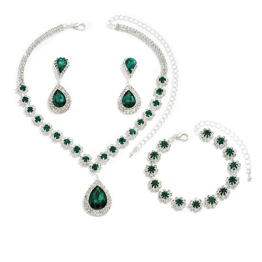 Mandotos bridal jewelry set including necklace, ear studs, and bracelet featuring elegant fashion jewelry for special occasions.