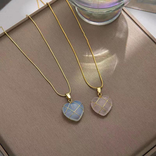 Mandotos fashion moonstone necklace featuring a cartoon princess love girl design, elegant jewelry for girls and women.