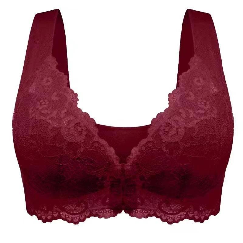 Mandotos LuxeLace women's breathable lace underwear with gathered design and comfortable fit, non-steel construction, showcasing soft lace fabric.