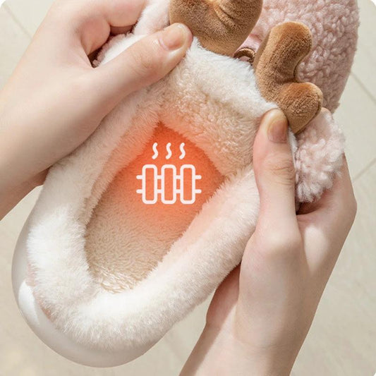 Mandotos Christmas Elk slippers featuring cozy winter design, plush interior, and festive holiday pattern for comfortable home wear.