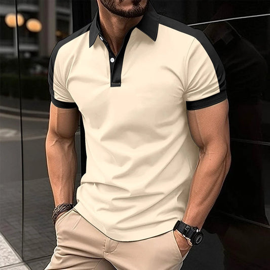 Mandotos men's short sleeve business polo shirt, lightweight summer casual shirt with a classic collar and clean design.