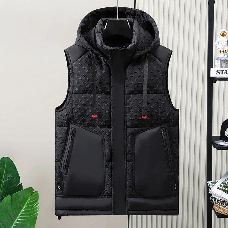 Mandotos thick cotton down vest in a new coat style, featuring a warm, insulated design perfect for cold weather.