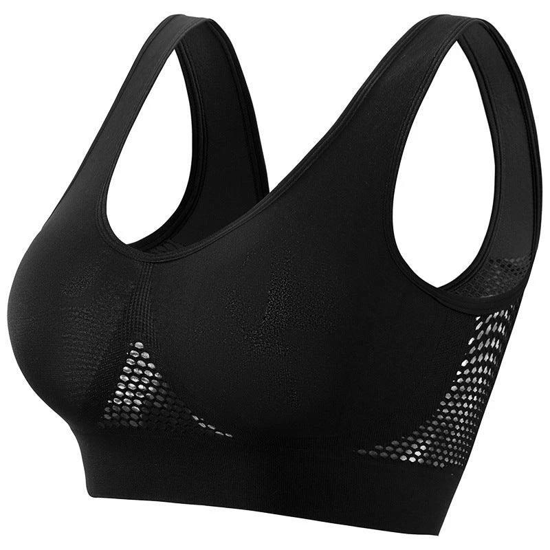 Plus size women's push-up sports bra by MANDOTOS, designed for running and yoga, with supportive fit and comfortable fabric.