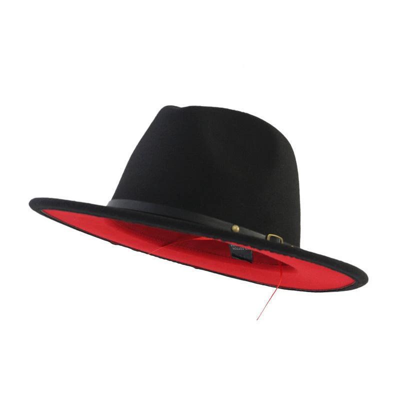 Mandotos stylish fedora hat with a trendy color-blocked wool design, offering a chic and fashionable accessory for any outfit.