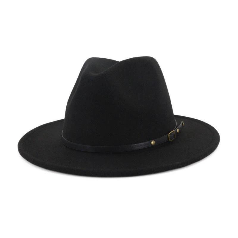Mandotos stylish fedora hat with trendy color-blocked wool design, featuring a chic and fashionable look.