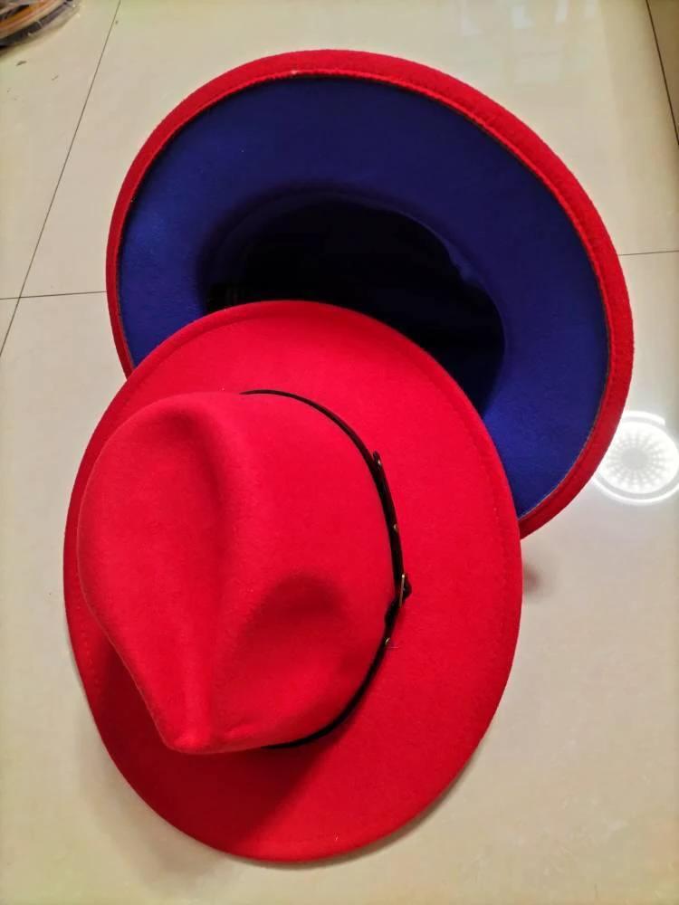 Mandotos stylish fedora hat with trendy color-blocked wool design, perfect for a chic and fashionable look.