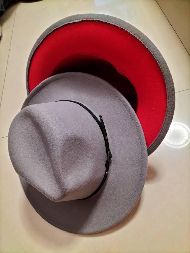Mandotos stylish fedora hat with a color-blocked wool design, offering a trendy and chic accessory for fashion-forward looks.