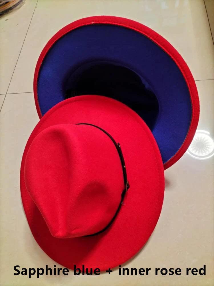 Mandotos stylish fedora hat with trendy color-blocked wool design, perfect for a chic and fashionable look.