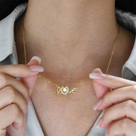 Mandotos titanium steel Valentine's Day gift necklace for women, stylish clavicle chain with heart-shaped pendant, fashion jewelry.