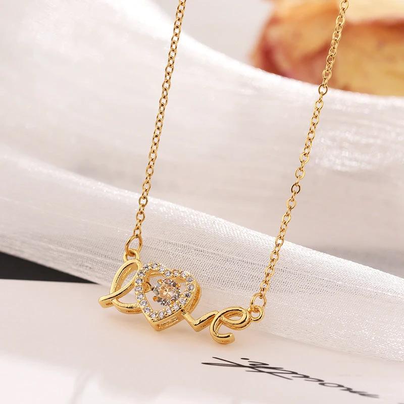 Mandotos titanium steel Valentine's Day gift necklace for women, fashionable love-themed clavicle chain jewelry.