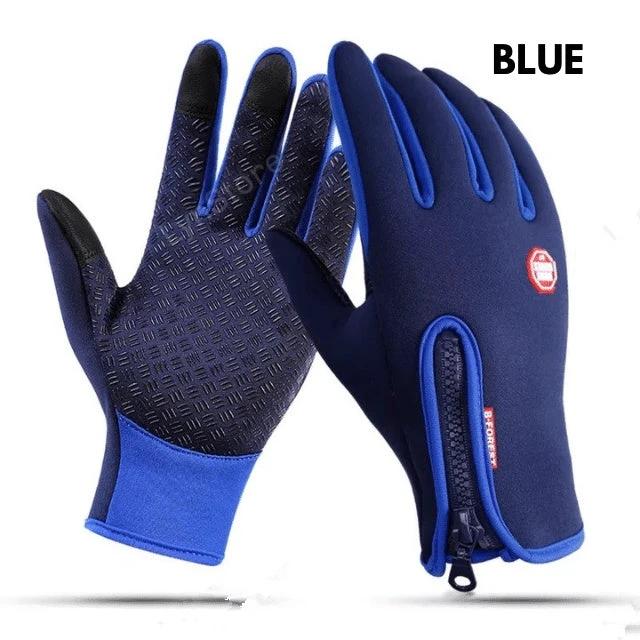 Mandotos winter gloves for riding with touchscreen, waterproof, fleece lining, designed for motorcycle and sports activities.