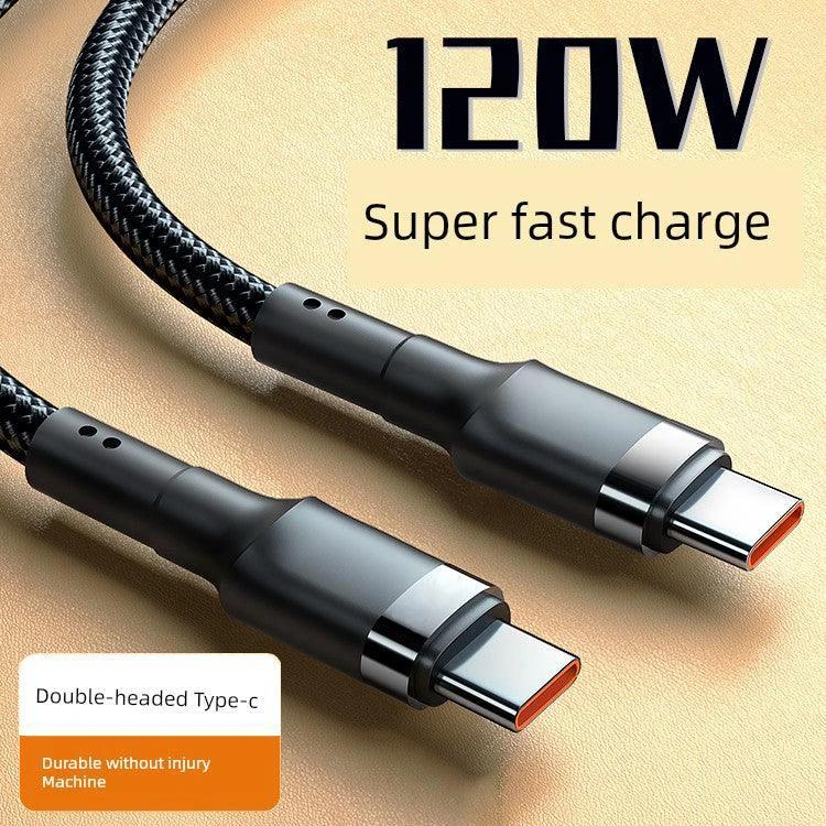 Mandotos double-headed Type-C data cable for mobile phones, computers, and cars, 2m long, fast charging, male-to-male USB-C cable