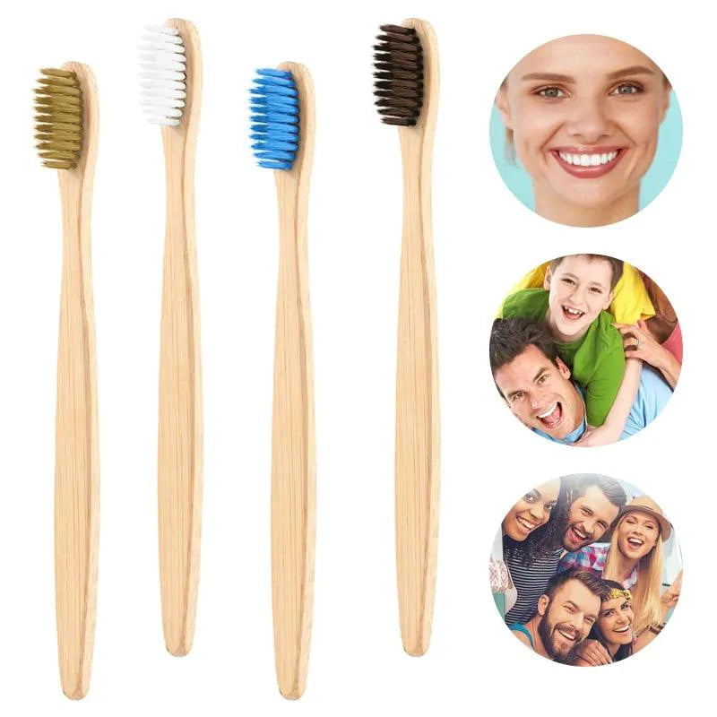 Mandotos EcoPure bamboo toothbrush with biodegradable handle and soft bristles for eco-friendly oral care.
