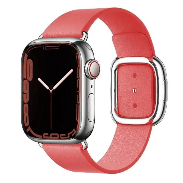 Elegant leather strap by MANDOTOS featuring smooth, high-quality leather with adjustable buckle for stylish wristwear.