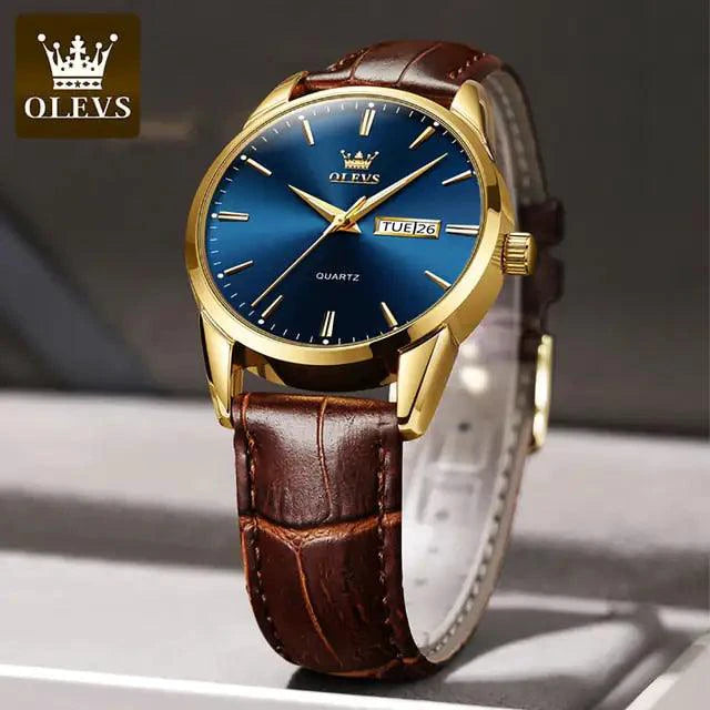 Mandotos elegant leather timepiece with a sleek watch face and brown leather strap, showcasing stylish and sophisticated design.