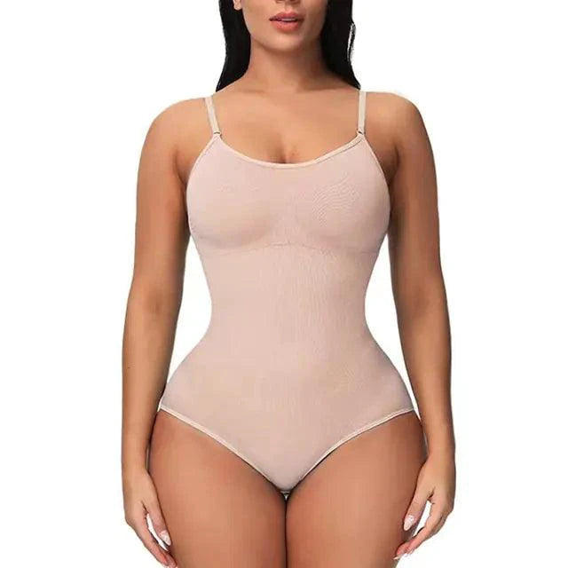 Mandotos Figure Sculpting Shaper Bodysuit shown on a model, highlighting its seamless fit and body-contouring design.