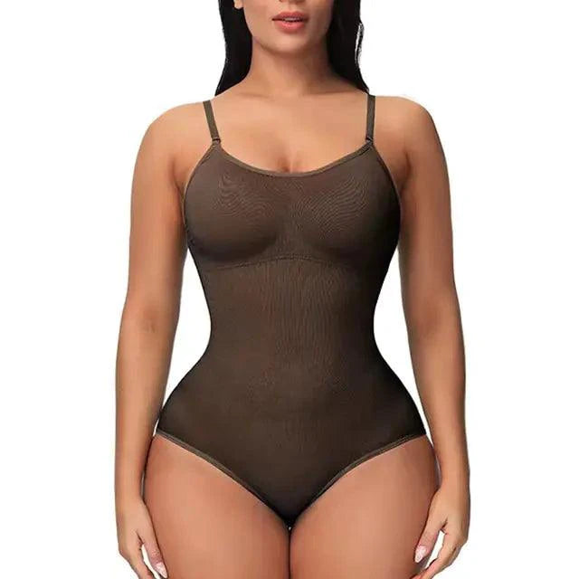 Mandotos figure sculpting shaper bodysuit shown on a mannequin, smooth seamless design for body shaping and slimming.