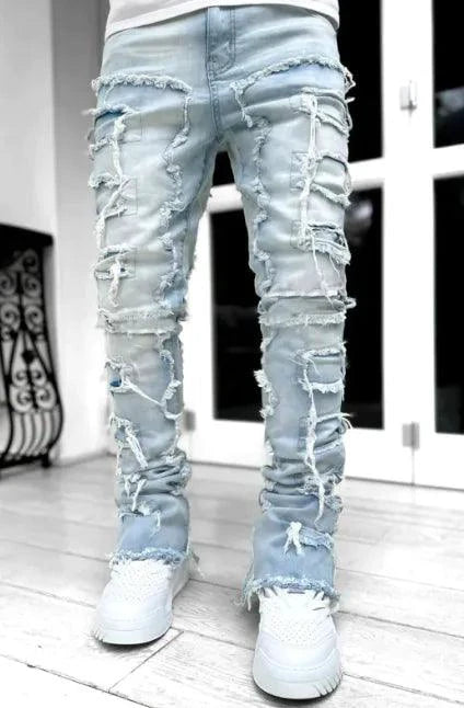 Mandotos FlexiStyle denim jeans featuring classic fit, five-pocket design, and durable blue denim fabric.