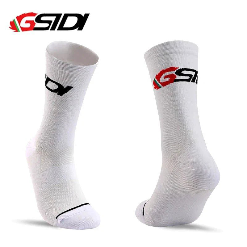 Mandotos Gsidi high-quality compression cycling socks for men and women, ideal for outdoor biking and professional sports running.