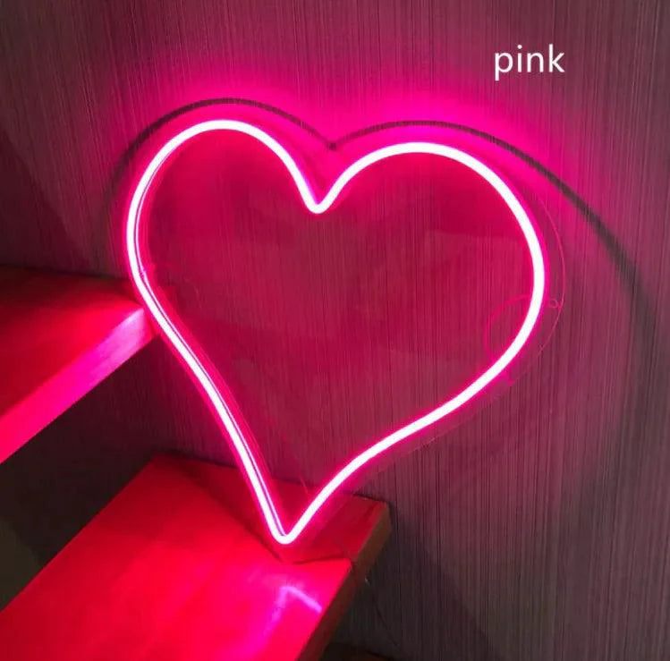 Mandotos Heart Glow LED Neon Light illuminated with vibrant red glow, perfect for decorative indoor lighting or ambiance.