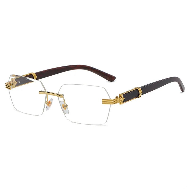 Mandotos International 2024 fashion wood grain metal square sunglasses with personalized PC irregular design and trendy style.