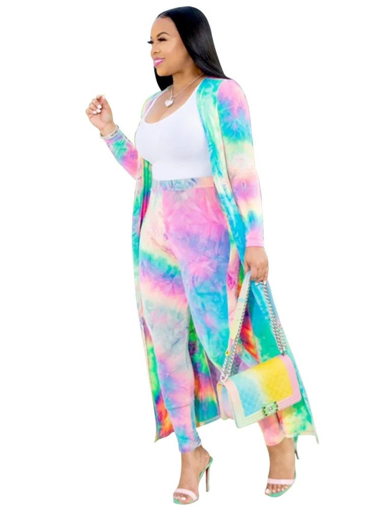 Mandotos International 2025 women's two-piece cardigan set, casual and sexy outfit, featuring a stylish knit top and matching pants.