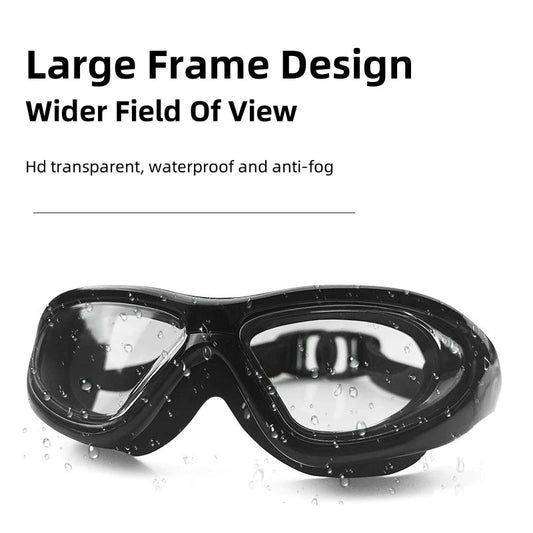 Adult women swim goggles with clear frame and no-leaking lenses, designed for sports swimming by MANDOTOS INTERNATIONAL.