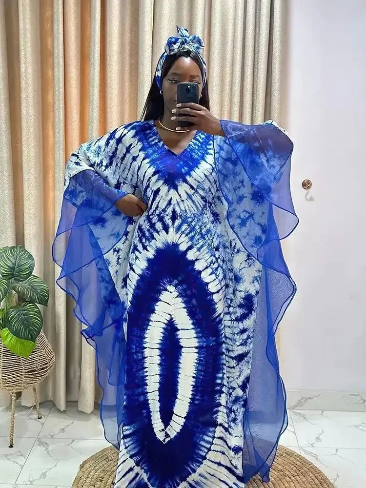 African Dashiki Ankara maxi long dress for women, traditional clothing with vibrant patterns by MANDOTOS INTERNATIONAL.