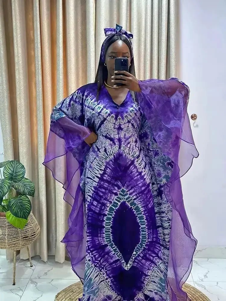 African Dashiki Ankara maxi dress for women, traditional long dress with vibrant patterns by MANDOTOS INTERNATIONAL.