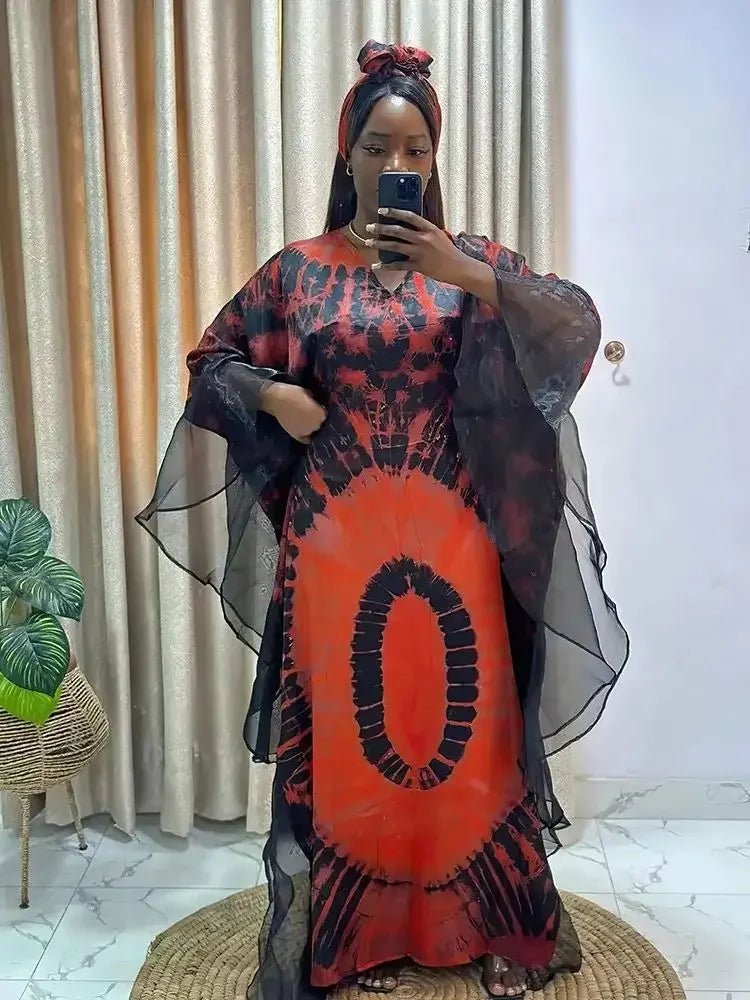 African Dashiki Ankara maxi dress for women, traditional long dress with vibrant patterns by MANDOTOS INTERNATIONAL.