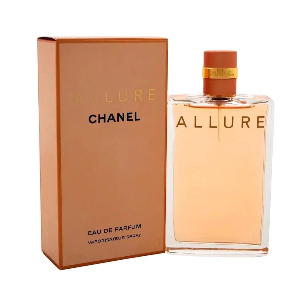 Mandotos International Chanel Allure Women's Eau De Parfum 3.4 oz bottle with elegant glass design.