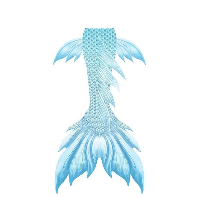 Shiny China Factory Mermaid Tails Swimsuit by MANDOTOS INTERNATIONAL, featuring a colorful, fitted mermaid skin design for swimming and water fun.