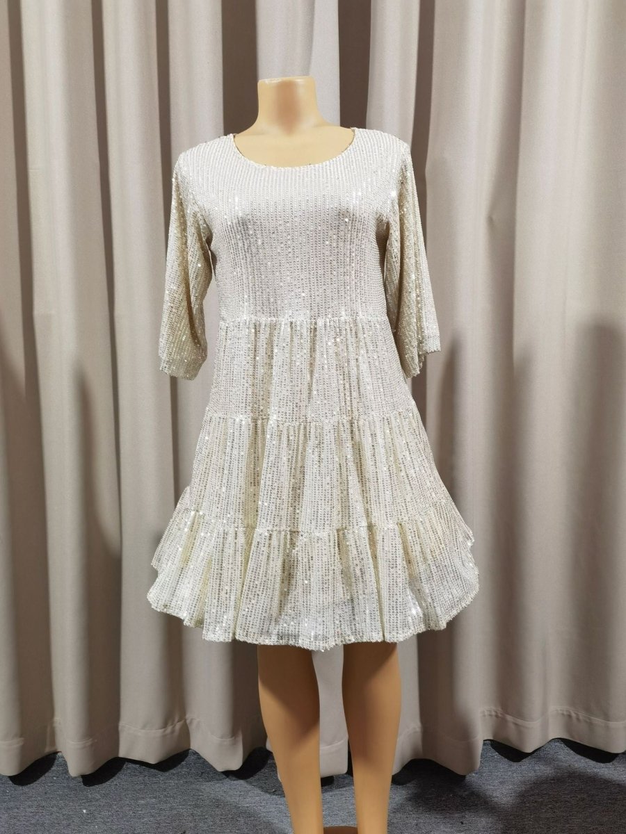Mandotos International cross-border fashion sequined dress showcasing Europe and US style, featuring a shimmering design and elegant fit.