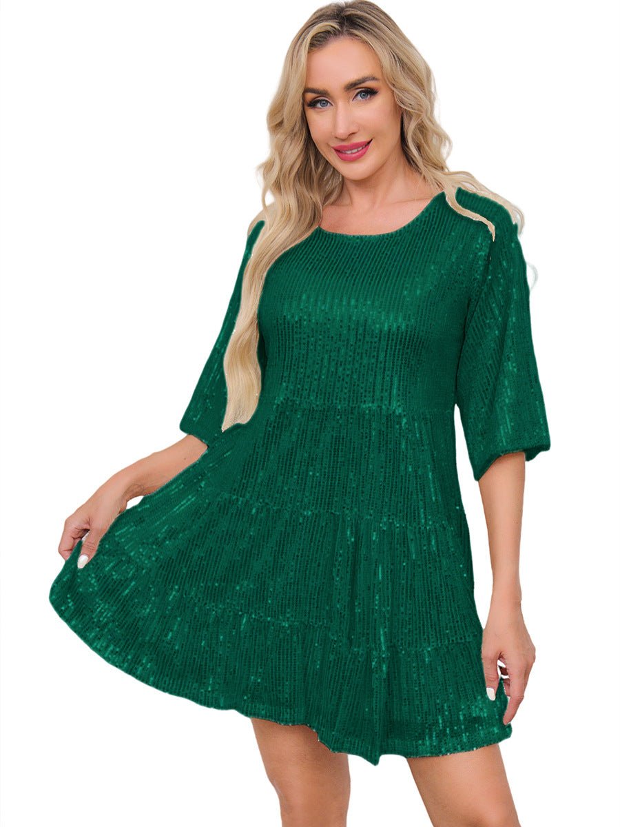 Mandotos International cross-border fashion sequined dress featuring Europe and US style, shiny and elegant for special occasions.