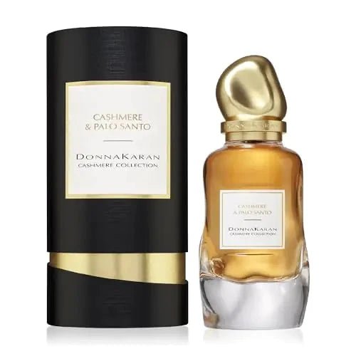 Donna Karan Cashmere Palo Santo perfume 3.4 oz bottle with elegant packaging from Mandotos International.